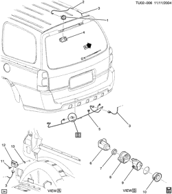DÉMARREUR - ALTERNATEUR - ALLUMAGE - ÉLECTRIQUE - LAMPES Chevrolet Uplander (AWD) 2005-2006 UX1 SYSTÈME DE DÉTECTION/OBJET ARRIÈRE