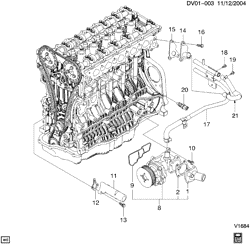 COOLING SYSTEM-GRILLE-OIL SYSTEM Chevrolet Epica (Canada) 2004-2006 V ENGINE COOLANT PUMP (LBK/2.5L)