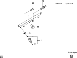 FUEL SYSTEM-EXHAUST-EMISSION SYSTEM Chevrolet Optra (Canada) 2004-2005 J FUEL INJECTOR RAIL