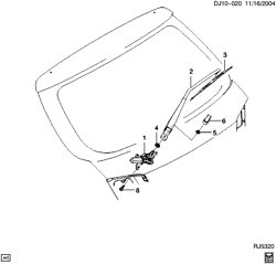 BODY MOLDINGS-SHEET METAL-REAR COMPARTMENT HARDWARE-ROOF HARDWARE Chevrolet Optra (Canada) 2004-2007 J WIPER SYSTEM/REAR WINDOW