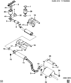 FUEL SYSTEM-EXHAUST-EMISSION SYSTEM Chevrolet Optra 2004-2004 J EXHAUST SYSTEM