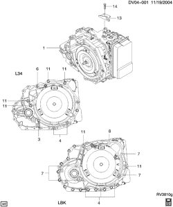5-SPEED MANUAL TRANSMISSION Chevrolet Epica (Canada) 2004-2006 V AUTOMATIC TRANSAXLE MOUNTING