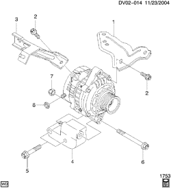 STARTER-GENERATOR-IGNITION-ELECTRICAL-LAMPS Chevrolet Epica (Canada) 2004-2006 V GENERATOR MOUNTING (L34/2.0L)