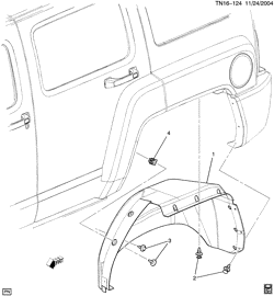 CAB AND BODY PARTS-WIPERS-MIRRORS-DOORS-TRIM-SEAT BELTS Hummer H3 (Left Hand Drive) 2006-2008 N1 WHEELHOUSE LINER/REAR