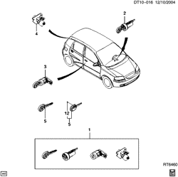 PARABRISA - LIMPADOR - ESPELHOS - PAINEL DE INSTRUMENTO - CONSOLE - PORTAS Chevrolet Aveo Hatchback (Canada and US) 2004-2008 T LOCK CYLINDER SET
