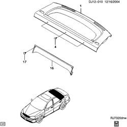 GARNITURE DE SIÈGE ARRIÈRE-TAPIS Chevrolet Optra (Canada) 2004-2007 J19 GARNITURE PANNEAU DE GLACE ARRIÈRE