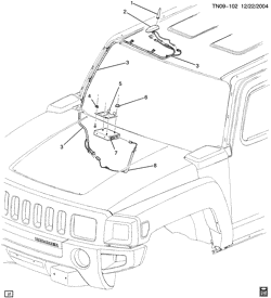 КРЕПЛЕНИЕ КУЗОВА-КОНДИЦИОНЕР-АУДИОСИСТЕМА Hummer H3 SUV - 06 Bodystyle (Right Hand Drive) 2006-2010 N1 ANTENNA/DIGITAL AUDIO (U2K,UE1)