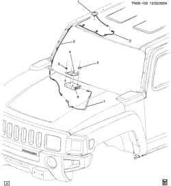 BODY MOUNTING-AIR CONDITIONING-AUDIO/ENTERTAINMENT Hummer H3 SUV 2006-2010 N1 ANTENNA/DIGITAL AUDIO (U2K,EXC UE1)