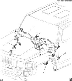 СТАРТЕР-ГЕНЕРАТОР-СИСТЕМА ЗАЖИГАНИЯ-ЭЛЕКТРООБОРУДОВАНИЕ-ЛАМПЫ Hummer H3 SUV - 06 Bodystyle (Left Hand Drive) 2006-2010 N1 WIRING HARNESS/INSTRUMENT PANEL