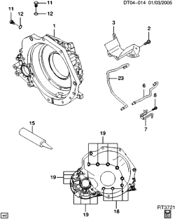 TRANSMISSÃO AUTOMÁTICA Chevrolet Aveo Hatchback (Canada and US) 2004-2007 T AUTOMATIC TRANSMISSION PART 2 (ML4) TORQUE CONVERTER HOUSING & RELATED PARTS