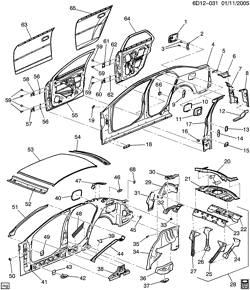 BODY MOLDINGS-SHEET METAL-REAR COMPARTMENT HARDWARE-ROOF HARDWARE Cadillac CTS 2003-2007 D69 SHEET METAL/BODY PART 2-SIDE FRAME, DOORS & ROOF