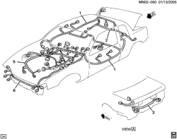 LÂMPADAS-ELÉTRICAS-IGNIÇÃO-GERADOR-MOTOR DE ARRANQUE Chevrolet Malibu 1997-2005 N WIRING HARNESS LOCATOR(TYPICAL)