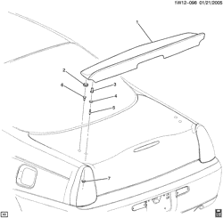 МОЛДИНГИ КУЗОВА-ЛИСТОВОЙ МЕТАЛ-ФУРНИТУРА ЗАДНЕГО ОТСЕКА-ФУРНИТУРА КРЫШИ Chevrolet Monte Carlo 2006-2006 WJ27 SPOILER/REAR COMPARTMENT LID (Z54)