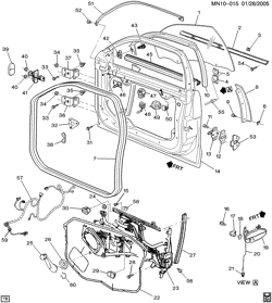 WINDSHIELD-WIPER-MIRRORS-INSTRUMENT PANEL-CONSOLE-DOORS Chevrolet Malibu 1997-2003 N69 DOOR HARDWARE/FRONT