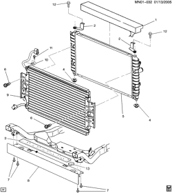 COOLING SYSTEM-GRILLE-OIL SYSTEM Chevrolet Malibu 1997-2005 N RADIATOR MOUNTING & RELATED PARTS
