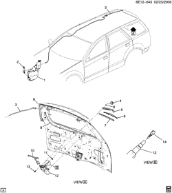 BODY MOLDINGS-SHEET METAL-REAR COMPARTMENT HARDWARE-ROOF HARDWARE Cadillac SRX 2004-2009 E WIPER SYSTEM/REAR WINDOW