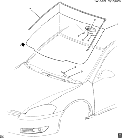 ВЕТРОВОЕ СТЕКЛО-СТЕКЛООЧИСТИТЕЛЬ-ЗЕРКАЛА-ПРИБОРНАЯ ПАНЕЛЬ-КОНСОЛЬ-ДВЕРИ Chevrolet Impala Limited (Carryover Model) 2006-2016 W WINDSHIELD TRIM & HARDWARE