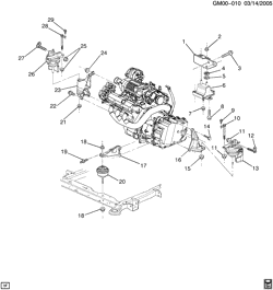 6-CYLINDER ENGINE Buick Lesabre 2000-2005 H ENGINE & TRANSMISSION MOUNTING-V6
