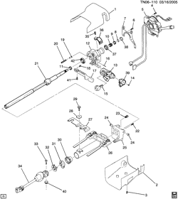 FRONT AXLE-FRONT SUSPENSION-STEERING-DIFFERENTIAL GEAR Hummer H3T - 43 Bodystyle 2006-2010 N1 STEERING COLUMN (AUTOMATIC TRANSMISSION M30)