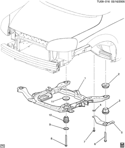 BODY MOUNTING-AIR CONDITIONING-AUDIO/ENTERTAINMENT Chevrolet Uplander (2WD) 2007-2009 U1 BODY MOUNTING