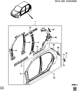 BODY MOLDINGS-SHEET METAL-REAR COMPARTMENT HARDWARE-ROOF HARDWARE Chevrolet Spark 2006-2007 M SHEET METAL/BODY SIDE