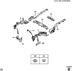 BODY MOLDINGS-SHEET METAL-REAR COMPARTMENT HARDWARE-ROOF HARDWARE Chevrolet Optra (Canada) 2004-2007 J SHEET METAL/BODY REAR COMPARTMENT