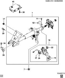 FRONT SUSPENSION-STEERING Chevrolet Optra (Canada) 2004-2007 J STEERING COLUMN & RELATED PARTS
