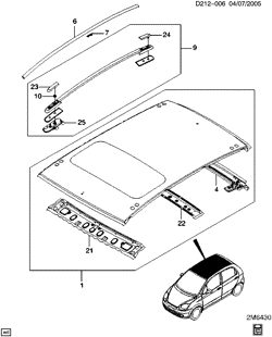 BODY MOLDINGS-SHEET METAL-REAR COMPARTMENT HARDWARE-ROOF HARDWARE Chevrolet Spark 2006-2007 M SHEET METAL/BODY ROOF PANEL