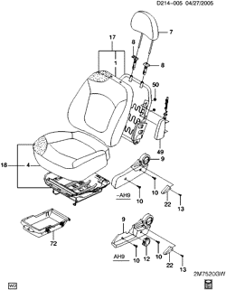 INTERIOR TRIM-FRONT SEAT TRIM-SEAT BELTS Chevrolet Spark 2006-2007 M SEAT ASM/FRONT-DETAILS