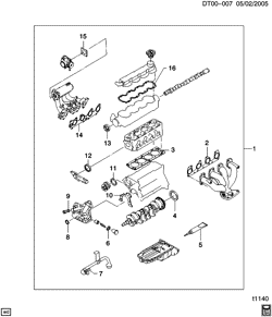 4-CYLINDER ENGINE Chevrolet Aveo Hatchback (NON CANADA AND US) 2004-2007 T ENGINE ASM-1.4/1.5L L4 SEALS AND GASKET (LBJ/1.4L,LV8/1.5-Y)
