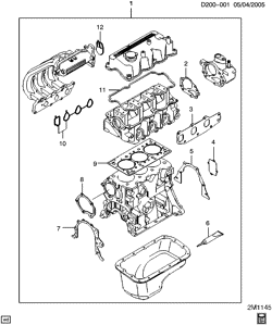 4-ЦИЛИНДРОВЫЙ ДВИГАТЕЛЬ Chevrolet Spark 2006-2007 M ENGINE GASKET KIT (LBF/0.8-4)