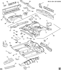 BODY MOLDINGS-SHEET METAL-REAR COMPARTMENT HARDWARE-ROOF HARDWARE Chevrolet Cavalier 1995-2005 J SHEET METAL/BODY PART 4 UNDERBODY