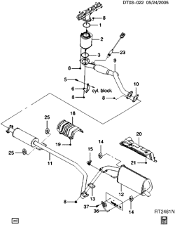 FUEL SYSTEM-EXHAUST-EMISSION SYSTEM Chevrolet Aveo Sedan (Canada and US) 2004-2008 T EXHAUST SYSTEM
