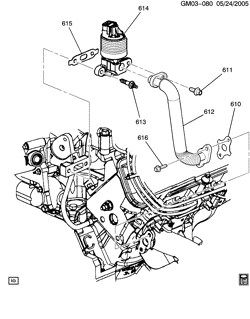 FUEL SYSTEM-EXHAUST-EMISSION SYSTEM Chevrolet Malibu 2005-2006 Z E.G.R. VALVE & RELATED PARTS (LX9/3.5-8)