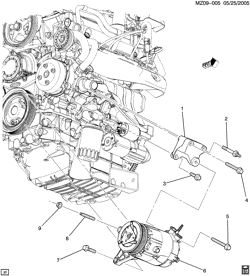 КРЕПЛЕНИЕ КУЗОВА-КОНДИЦИОНЕР-АУДИОСИСТЕМА Chevrolet Malibu 2009-2010 Z A/C COMPRESSOR MOUNTING (LZE/3.5K,LZ4/3.5N)