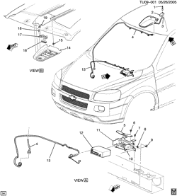 КРЕПЛЕНИЕ КУЗОВА-КОНДИЦИОНЕР-АУДИОСИСТЕМА Buick Terraza (AWD) 2005-2006 UX1 COMMUNICATION SYSTEM ONSTAR(UE1)(1ST DES)