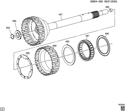 BRAKES Cadillac CTS 2003-2007 D69 AUTOMATIC TRANSMISSION (M82) (5L40E) INPUT SUN GEAR SHAFT AND FORWARD SPRAG CLUTCH ASSEMBLY