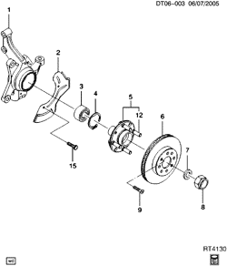 BRAKES-REAR AXLE-PROPELLER SHAFT-WHEELS Chevrolet Aveo Hatchback (Canada and US) 2004-2008 T HUB & ROTOR/FRONT