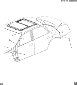 BODY MOLDINGS-SHEET METAL-REAR COMPARTMENT HARDWARE-ROOF HARDWARE Cadillac DTS 2006-2011 K SUNROOF DRAINAGE (CF5)