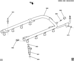 FUEL SYSTEM-EXHAUST-EMISSION SYSTEM Buick Lucerne 2008-2010 H FUEL INJECTOR RAIL (L37/4.6-9)