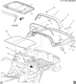 BODY MOLDINGS-SHEET METAL-REAR COMPARTMENT HARDWARE-ROOF HARDWARE Chevrolet Corvette 2006-2008 Y87 BODY PANELS/ROOF