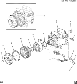 BODY MOUNTING-AIR CONDITIONING-AUDIO/ENTERTAINMENT Chevrolet Equinox 2005-2005 L A/C COMPRESSOR ASM