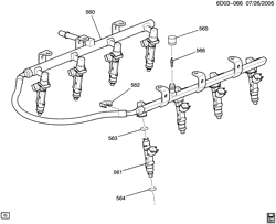 FUEL SYSTEM-EXHAUST-EMISSION SYSTEM Cadillac STS 2006-2009 DX29 FUEL INJECTOR RAIL (LC3/4.4D)