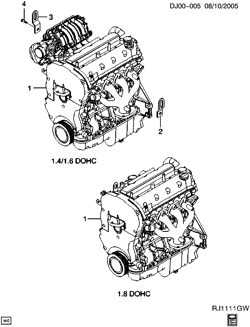 5-CYLINDER ENGINE Chevrolet Optra 2004-2007 J ENGINE ASM-1.4/1.6L L4 (COMPLETE) (L91/1.6D,L95/1.4-7)
