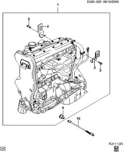 5-ЦИЛИНДРОВЫЙ ДВИГАТЕЛЬ Chevrolet Optra (Canada) 2004-2007 J ENGINE ASM-2.0L L4 (COMPLETE) (L34/2.0Z)