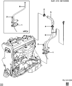 COOLING SYSTEM-GRILLE-OIL SYSTEM Chevrolet Optra 2004-2005 J ENGINE OIL COOLER LINES (L79)