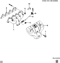 FUEL SYSTEM-EXHAUST-EMISSION SYSTEM Chevrolet Epica (Canada) 2004-2006 V EXHAUST MANIFOLD (L34/2.0L)