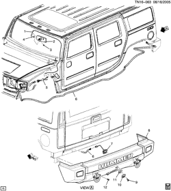 КРЕПЛЕНИЕ КУЗОВА-КОНДИЦИОНЕР-АУДИОСИСТЕМА Hummer H2 SUV - 06 Bodystyle 2006-2007 N2 CAMERA SYSTEM/REAR VIEW (UVC)