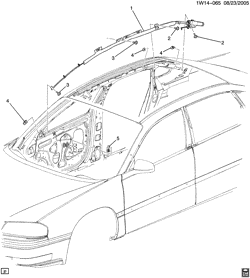ОТДЕЛКА САЛОНА - ОТДЕЛКА ПЕРЕДН. СИДЕНЬЯ-РЕМНИ БЕЗОПАСНОСТИ Chevrolet Impala 2006-2008 W19 INFLATABLE RESTRAINT SYSTEM/ROOF SIDE (AY1)