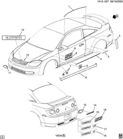 BODY MOLDINGS-SHEET METAL-REAR COMPARTMENT HARDWARE-ROOF HARDWARE Chevrolet Cobalt 2007-2007 A37 MOLDINGS/BODY